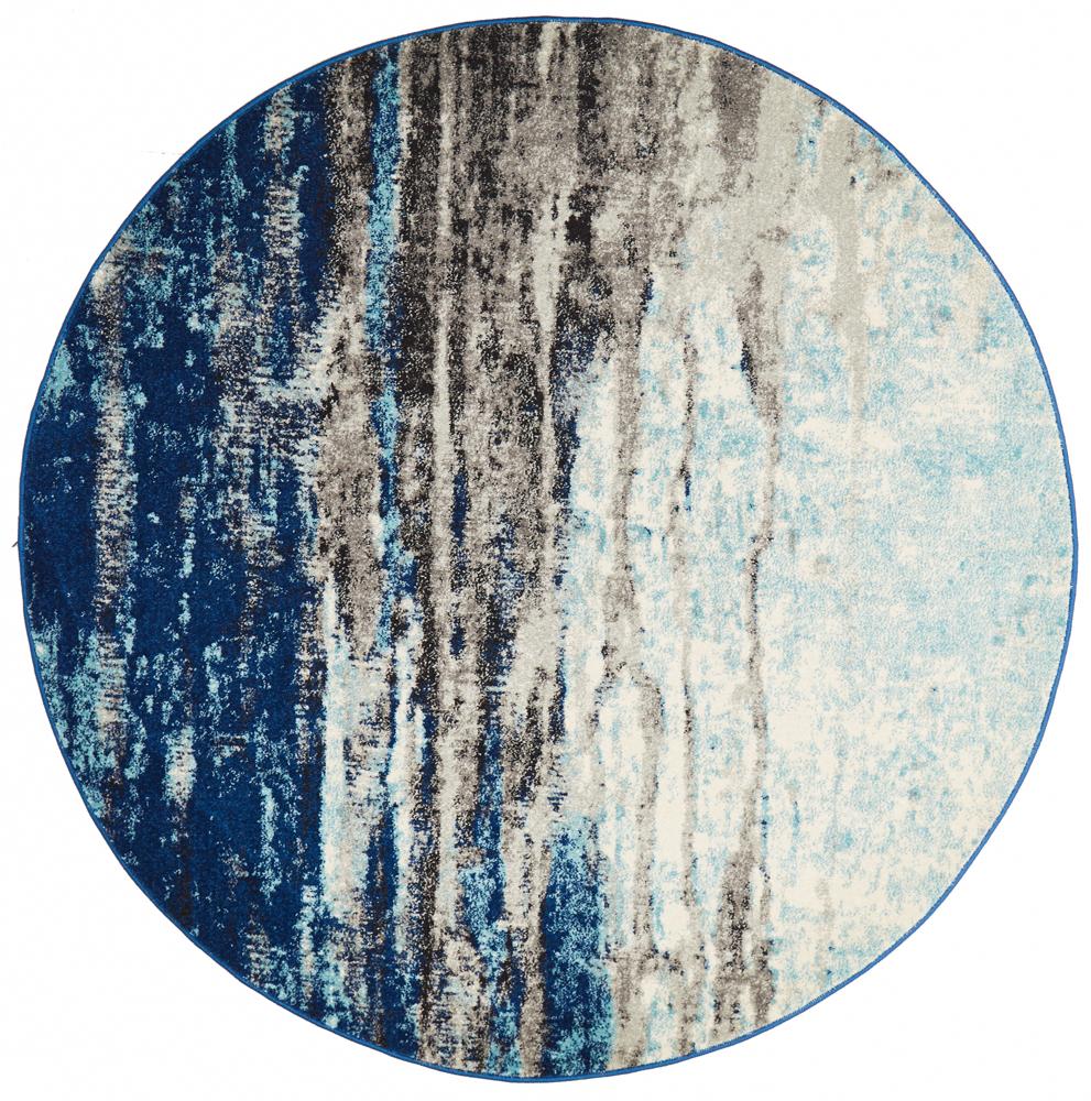 Hot! Evoke Transpose Blue Round Transitional Rug
