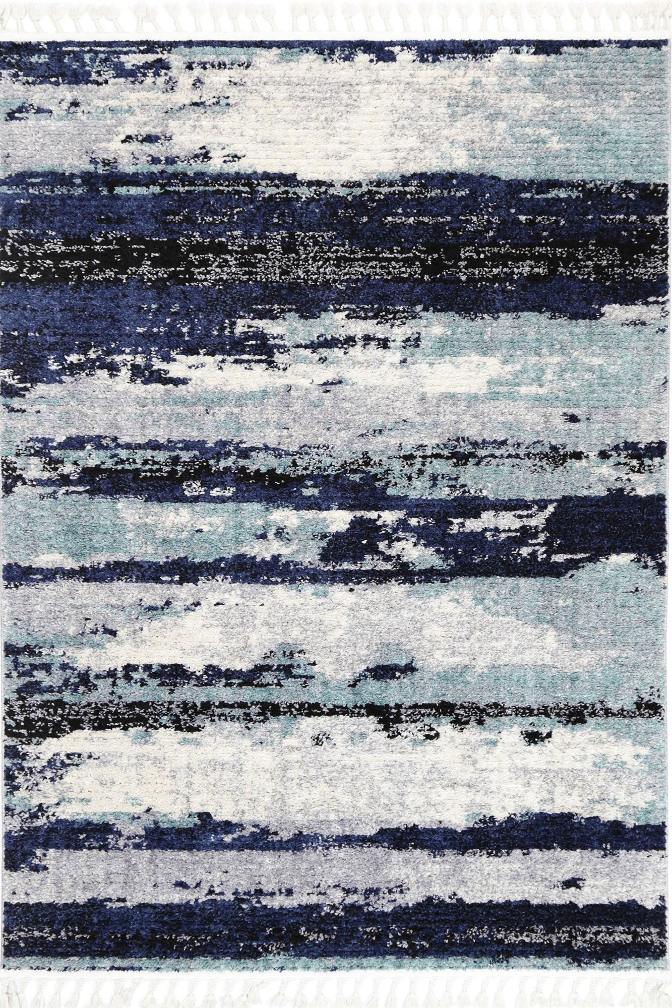 Navy Blue Abstract Myk Rug for Scandinavian & Bohemian Decor