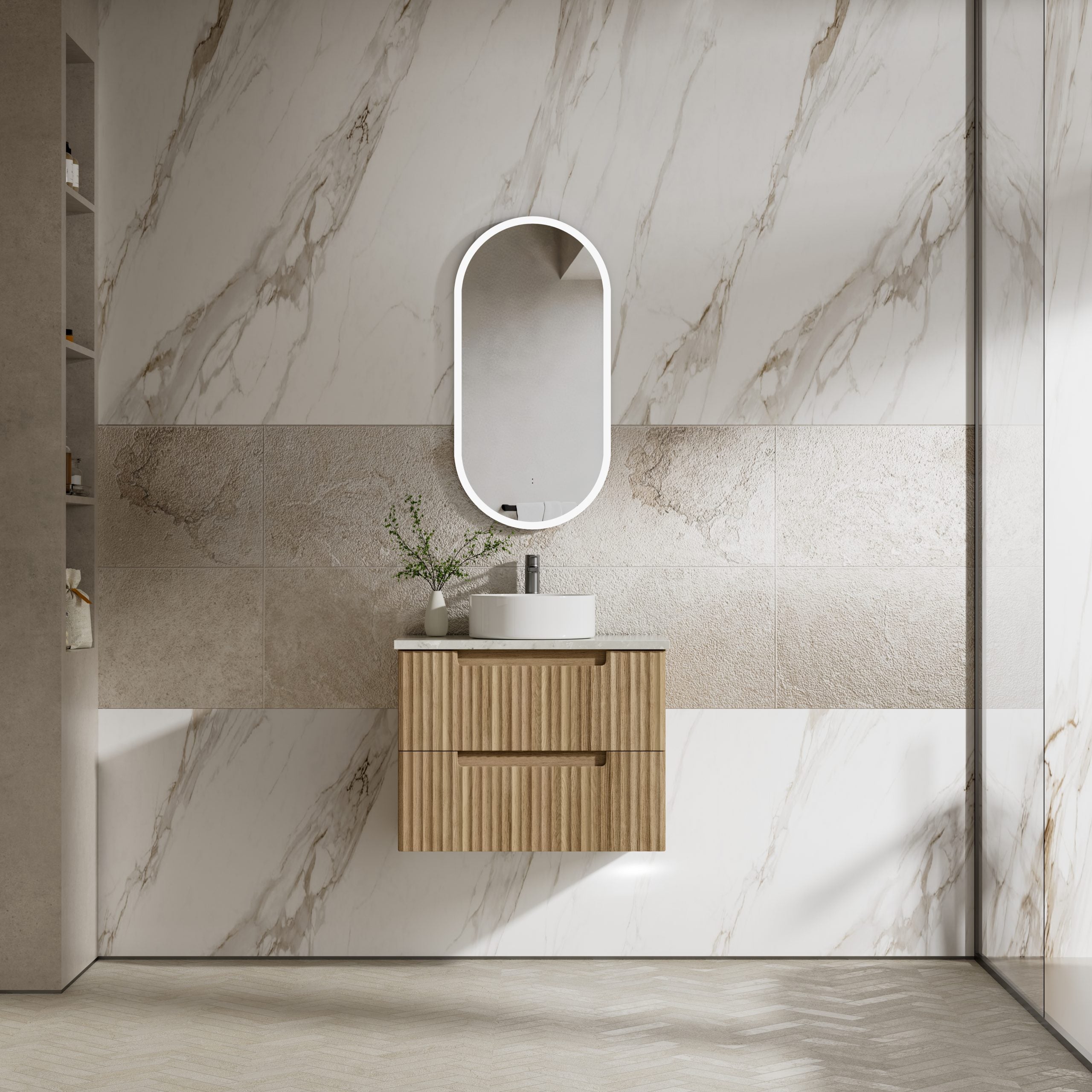 Lovina Tier Wall Hung Vanity in Harvest Oak - All Sizes Available