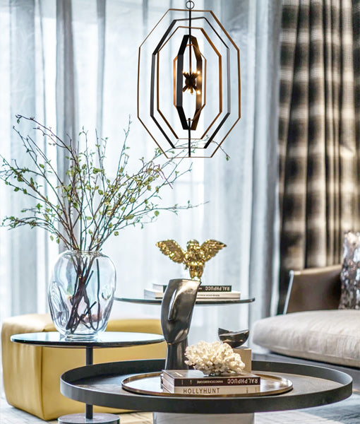 ORBITA Bohemian-Style Oil Rubbed Bronze Hexagonal Single Pendant Light