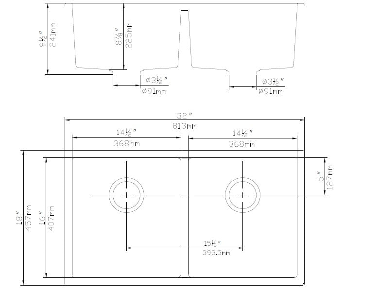 Hot Deal: Matte Black POS Quartz Undermount Double Kitchen Sink 813x457x241
