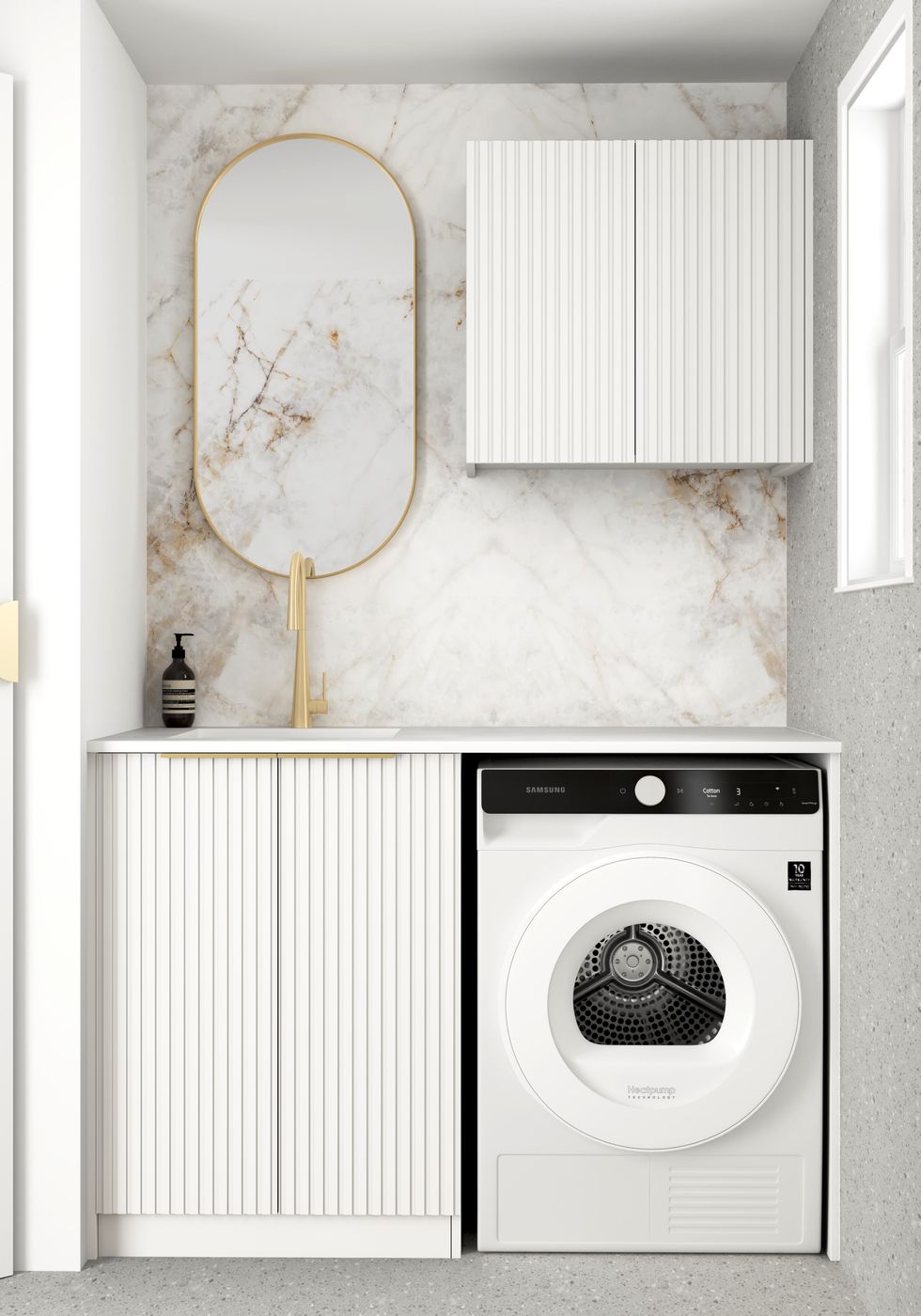 Hot Deal! Noosa White Laundry Cabinet Set 1305x600x2100 (Style A)