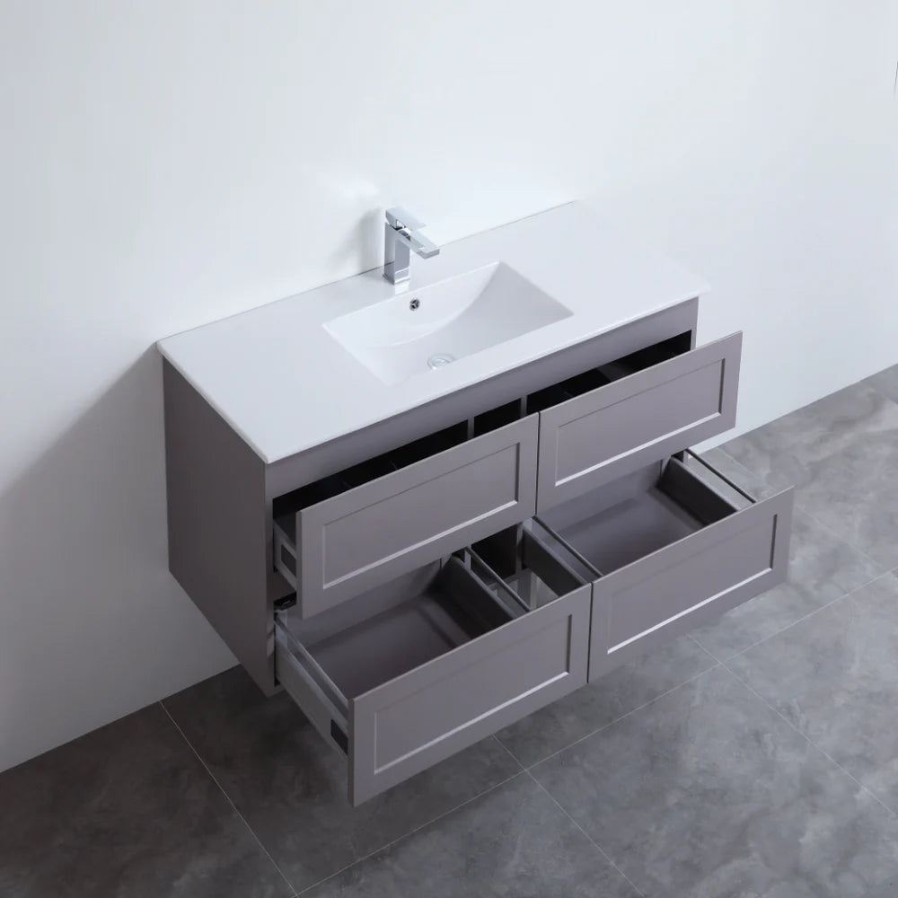 1200mm Fremantle Wall - Hung PVC Vanity in Matte Grey (Single or Double Bowl)