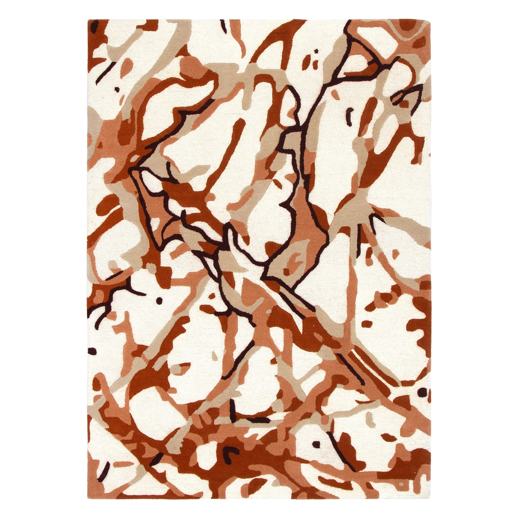Exclusive Les Nomades Tangle Rust Hand - Tufted 100% Wool Rug for Modern Decor