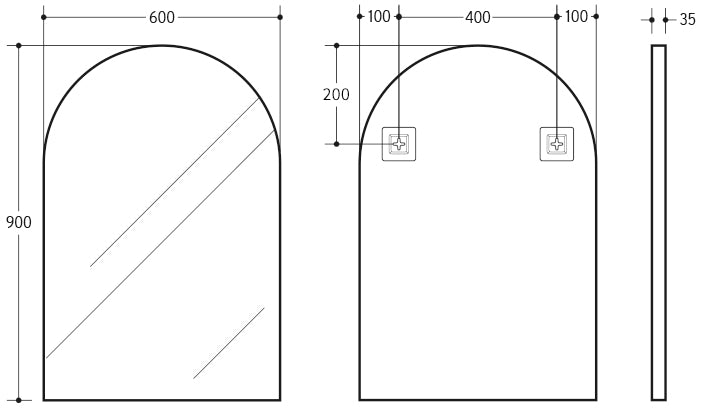 Hot Sale! Poseidon Matte Black Framed Arch Mirror, Ideal for Home Decor, 600x900mm