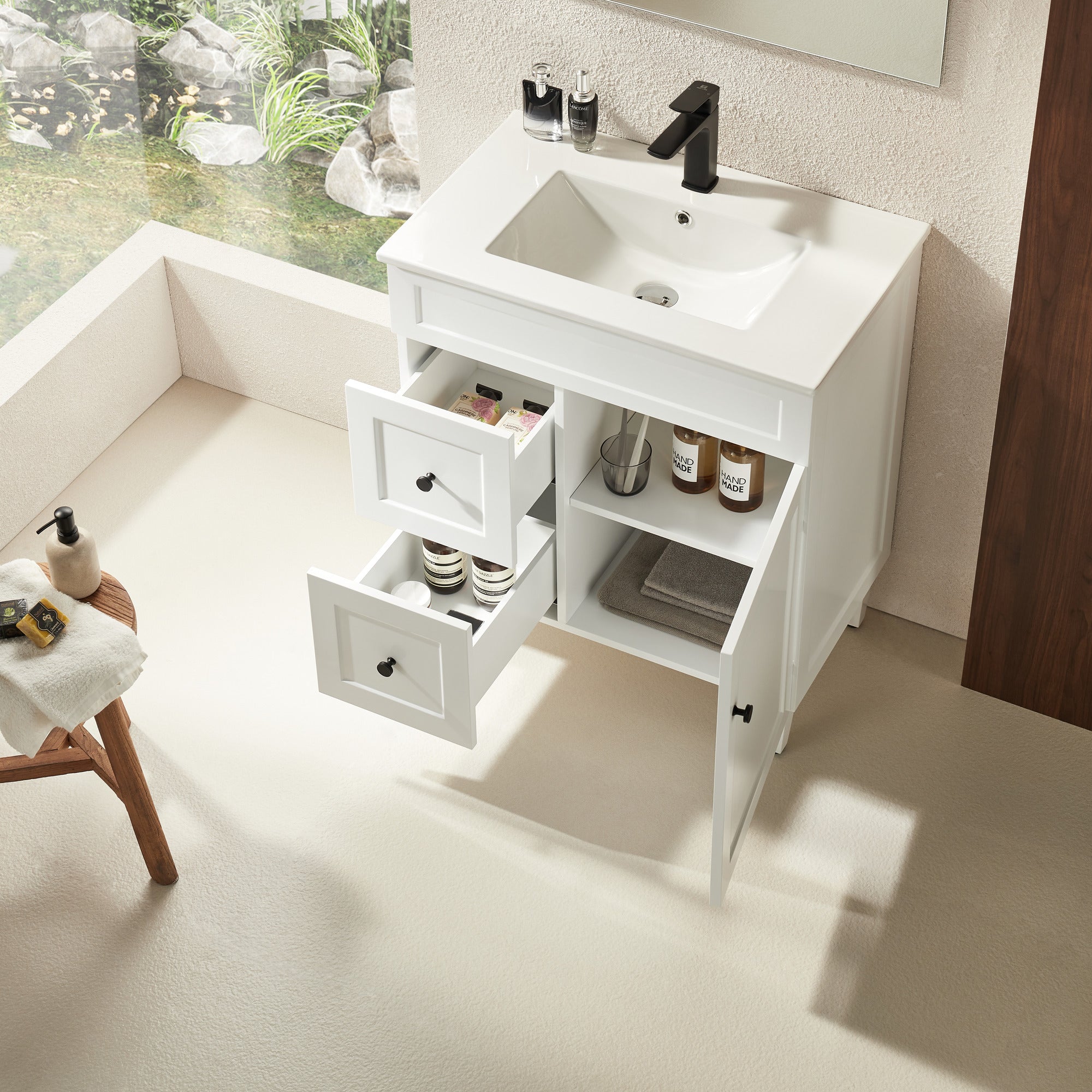 750mm Matte White Harrington PVC Freestanding Floor Cabinet Vanity