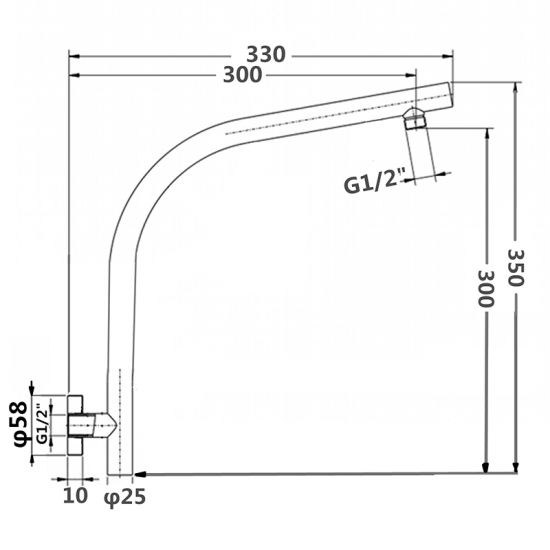 Luxury Pentro Matte Black Wall - Mounted Shower Arm