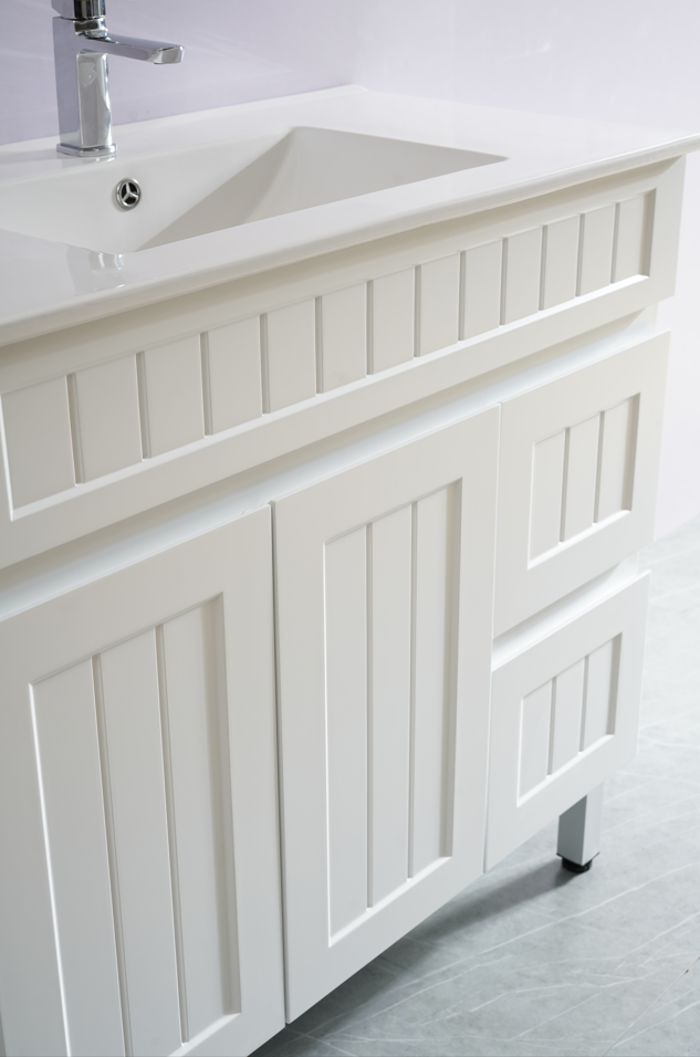 Exclusive Sale! Acacia 900mm Matte White PVC Floor Standing Shaker Vanity