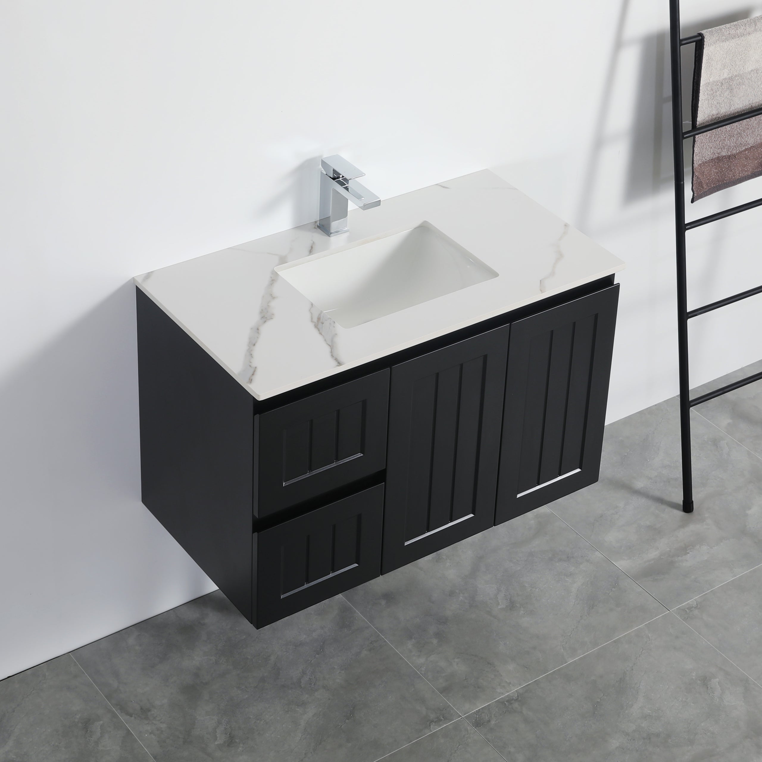 Matte Black ACACIA Shaker 900mm PVC Wall-Hung Vanity Unit
