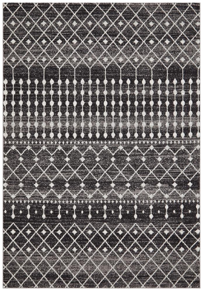 Stylish Black Transitional Evoke Simplicity Rug with Persian Motif
