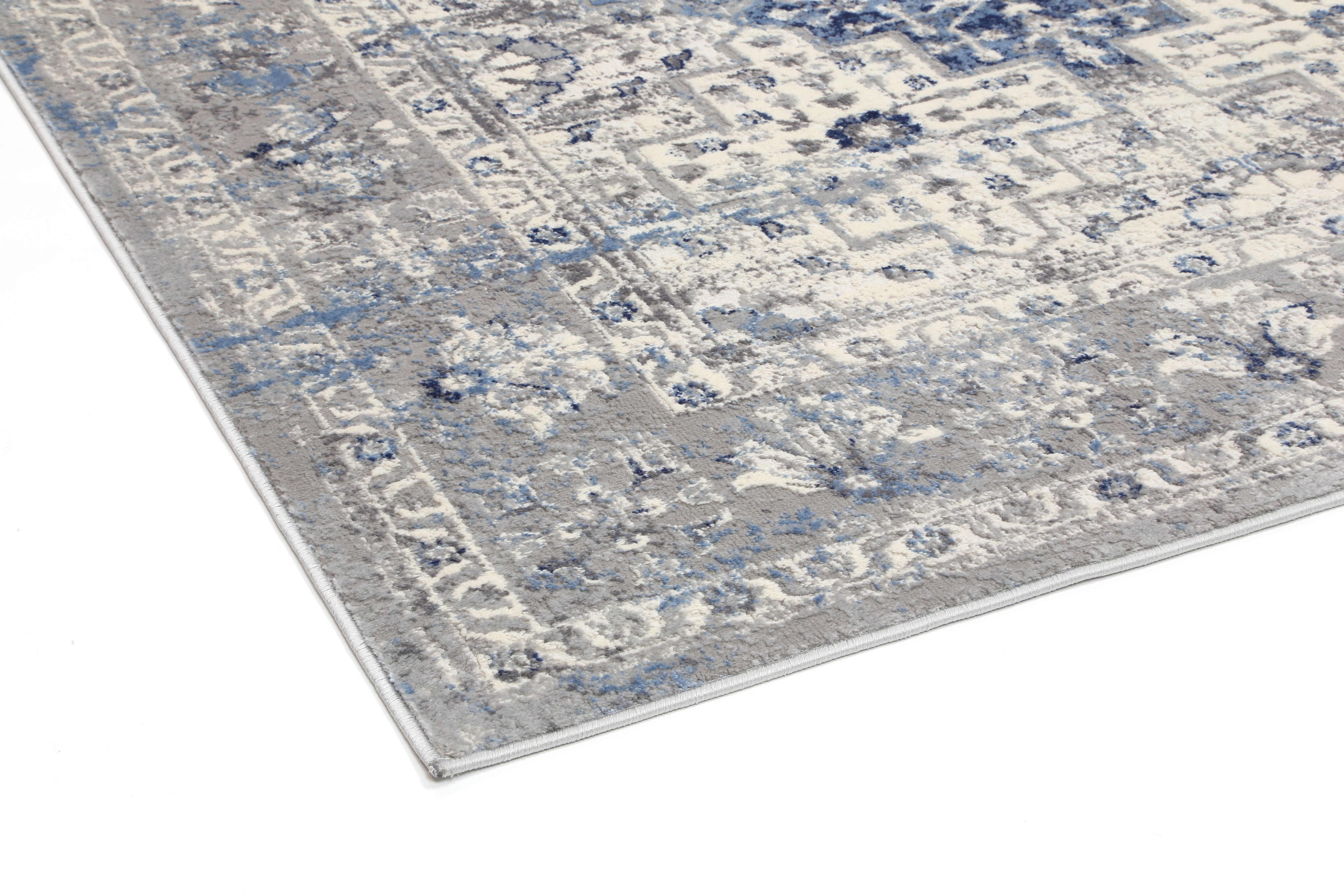 Navy Blue Amelia Oriental Rug with Trendy Abstract Designs