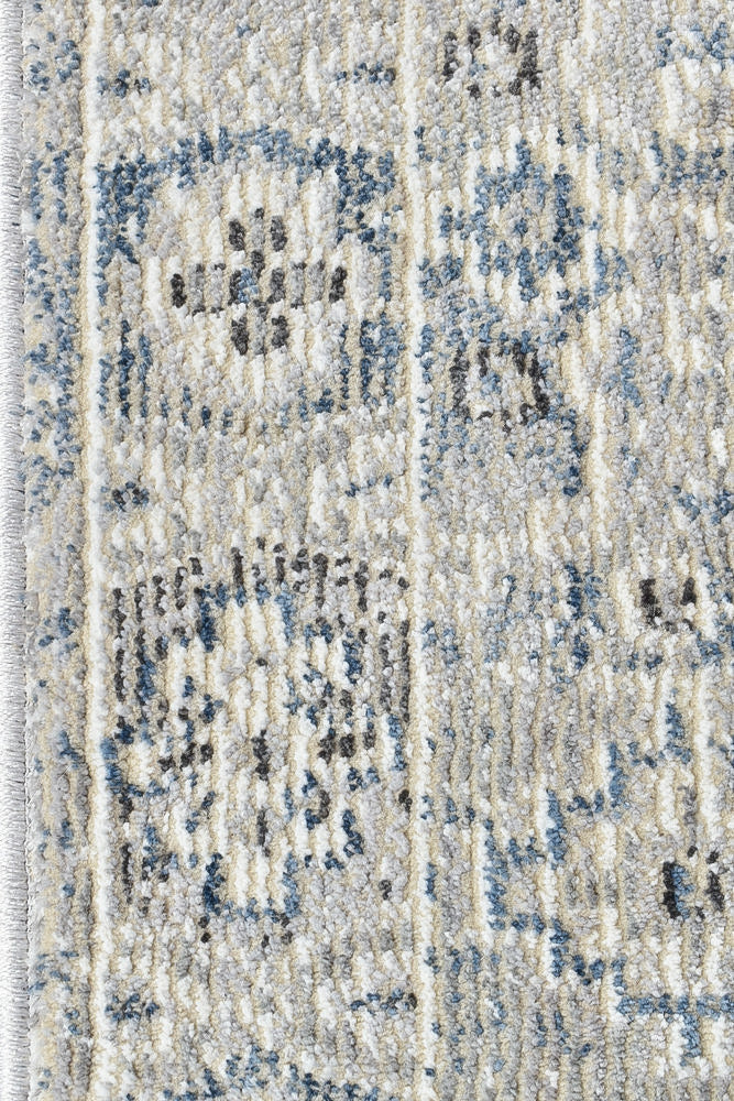 Hot Deal! Medina Blue & Light Grey Runner Rug 0320C