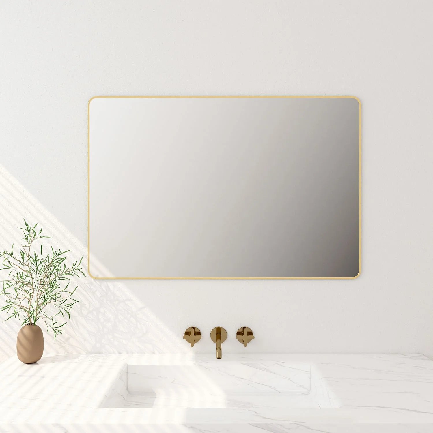 600x750mm Brushed Gold Aluminum Framed Elegant Rectangular Mirror