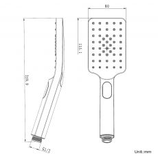 Matte Black Square Hand Shower Spray with 3 Functions - Esperia