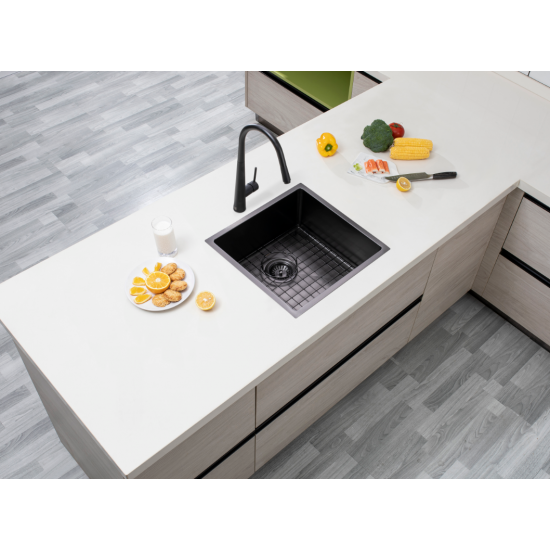 Hot Deal! Gun Metal Grey 440x440x205mm Stainless Steel Sink Set