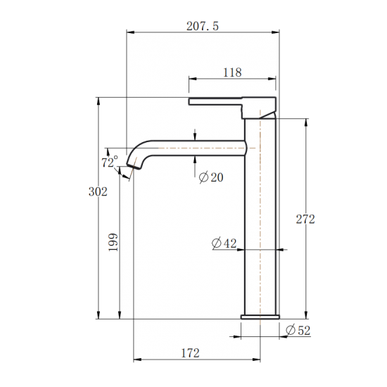 LUCID PIN Series Chrome Round Tall Basin Mixer with Modern Style