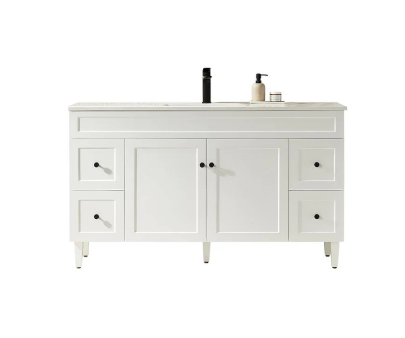 Hot Sale! 1500mm Harrington Floor PVC Vanity (Single/Double Bowl, Matte White)