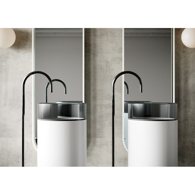 Hilton Freestanding Solid Surface Basin in Black Mist & Matte White