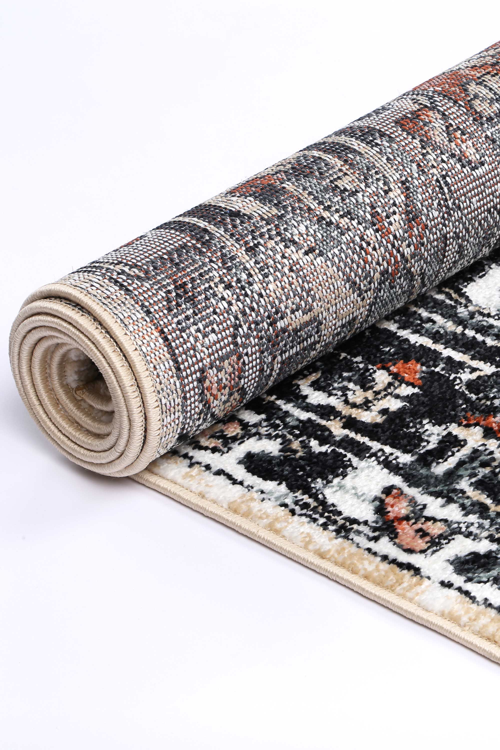Anatolia Traditional Black and Cream High - Grade Polypropylene Rug