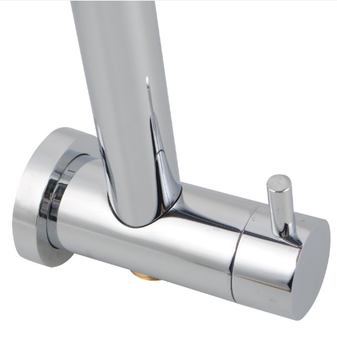 10-Inch Chrome Right-Angle Round Top Inlet AQU Shower Station