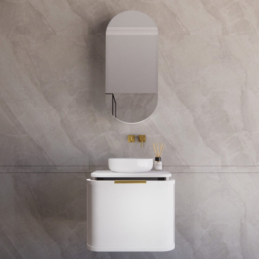 Matte White ABS Houston Curved Wall - Hung Vanity in All Sizes
