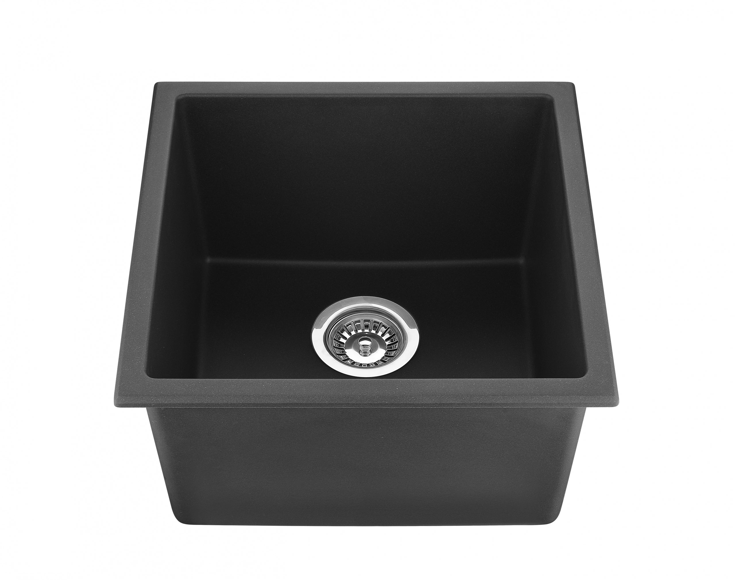 Hot Deal! Matte Black POS Quartz Undermount Single Kitchen Sink 381x457x220