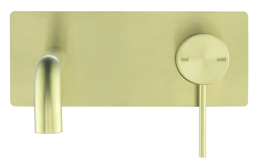 Hot Deal! Brushed Gold 1P Curved Spout Mica Wall - Mount Faucet and Spout Combo
