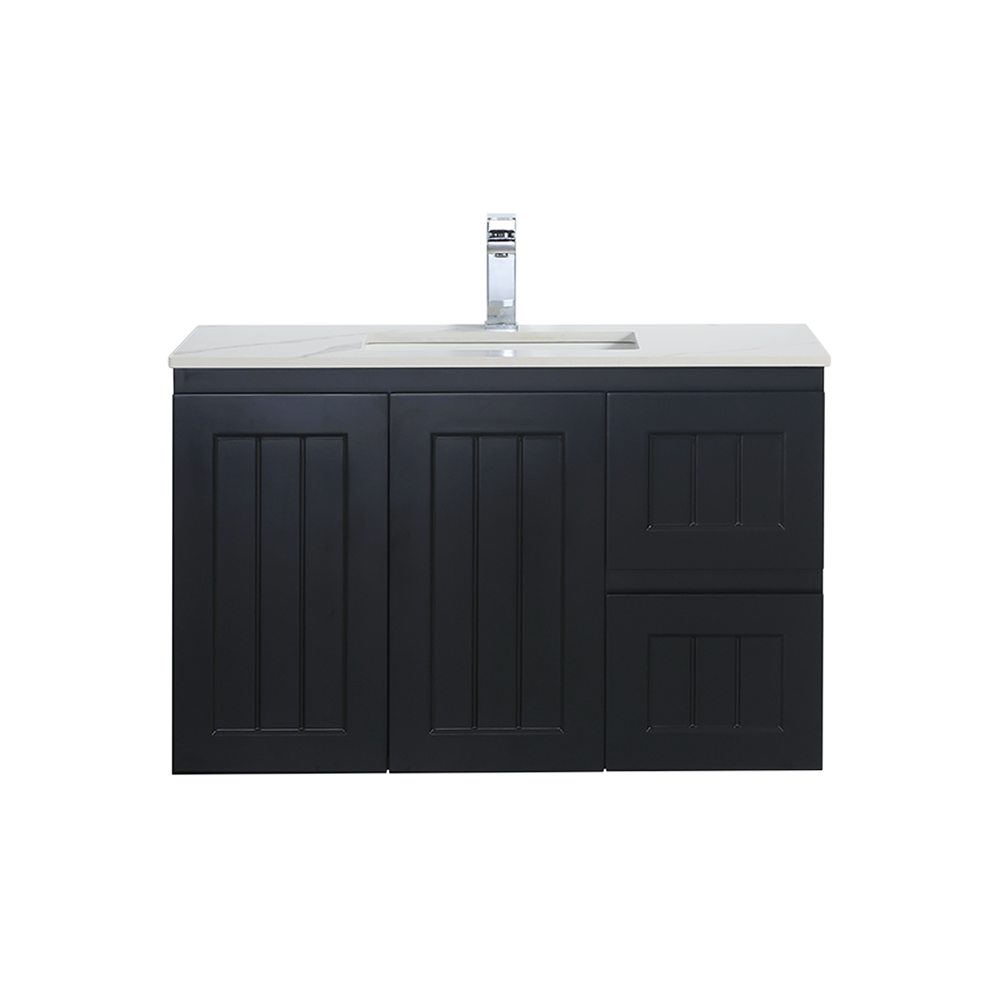 Matte Black ACACIA Shaker 900mm PVC Wall-Hung Vanity Unit