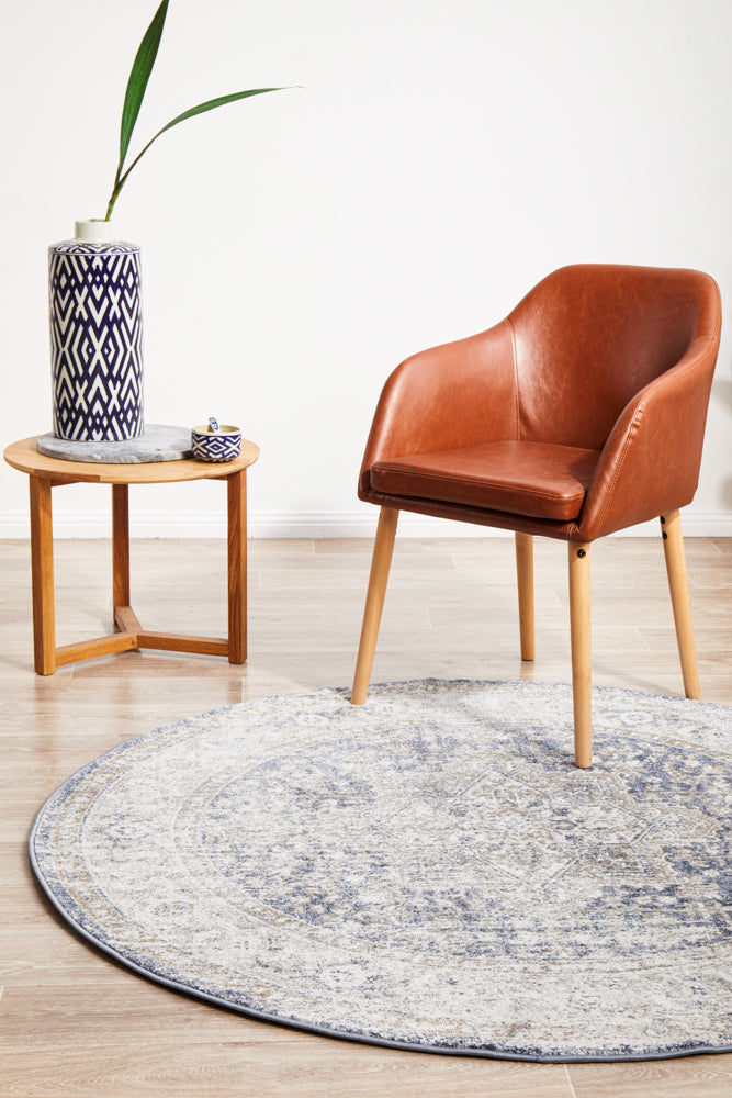 Stylish Ocean Blue Mayfair Hugo Round Polypropylene Rug
