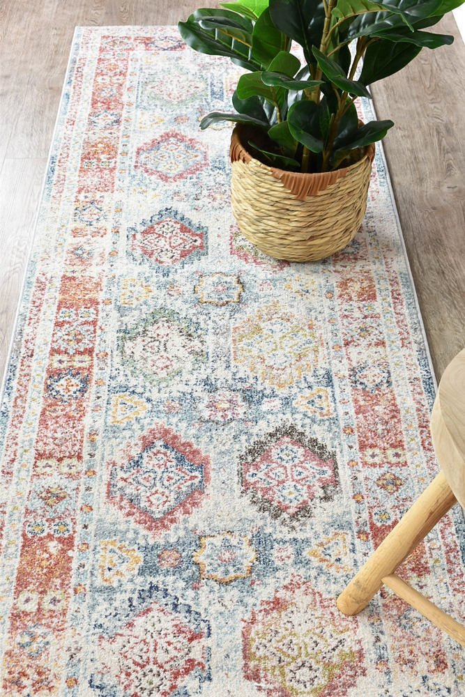 Stylish Grey Tile Runner Rug from Morocco Collection