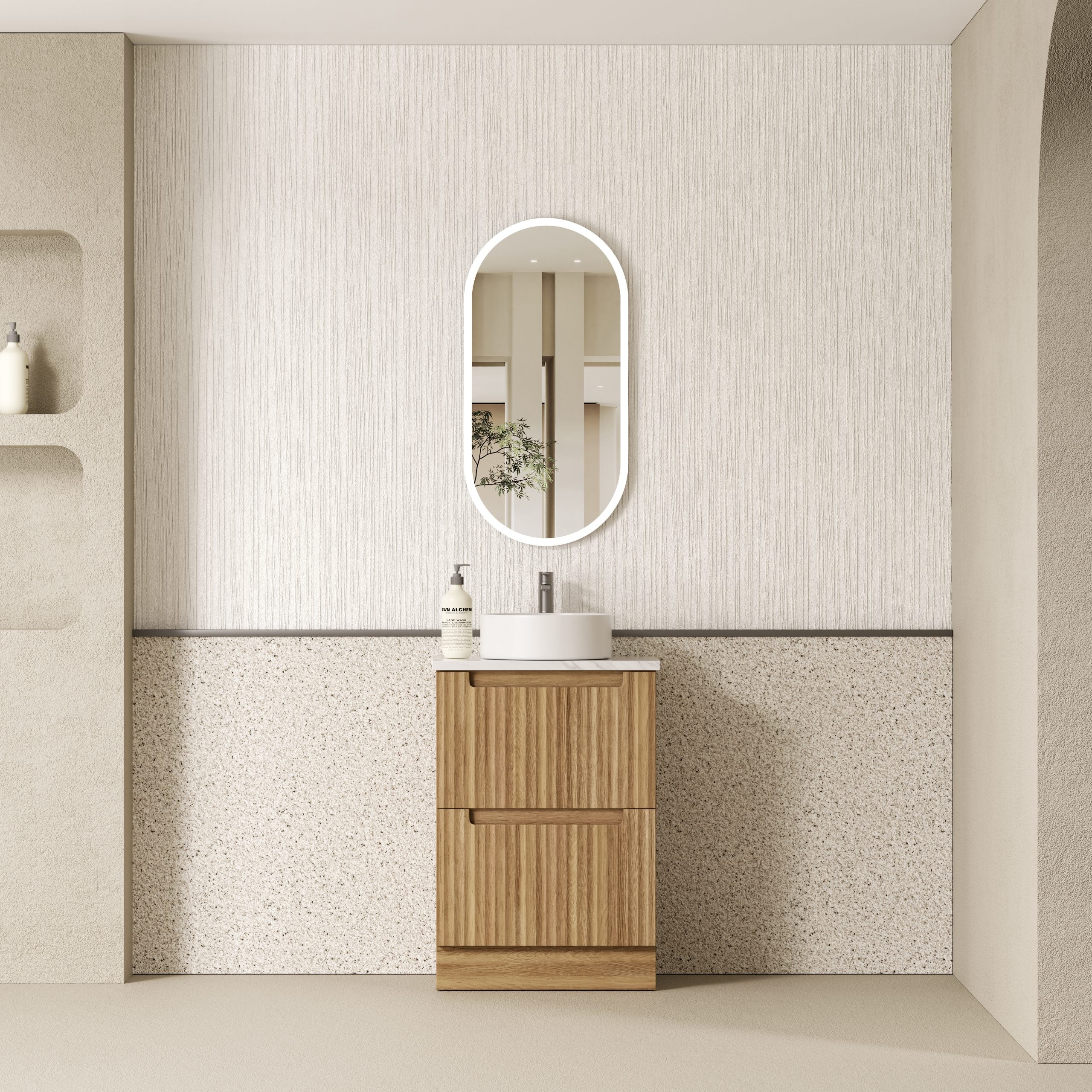 Lovina Floor Standing Vanity in Harvest Oak with Multiple Sizes and Soft - Close Runners