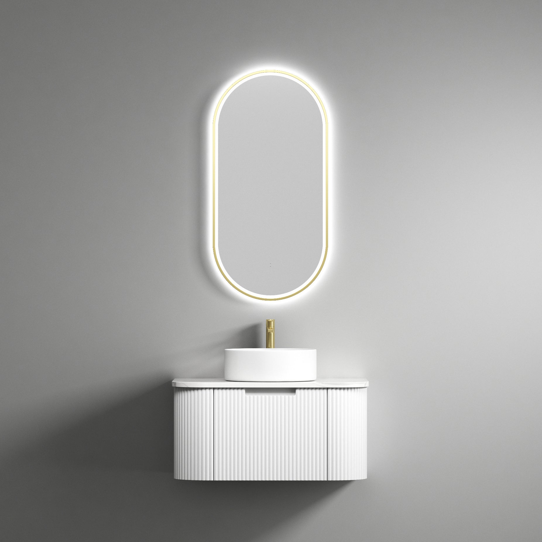 PETRA MARK II Wall - Hung Curved Vanity in Matte White, All Sizes Available, Ideal for Your Bathroom