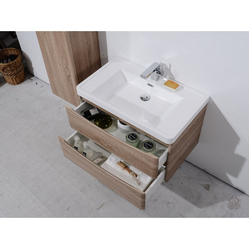 Hot Deal! ANCONA 900mm White Oak Wall - Hung Vanity