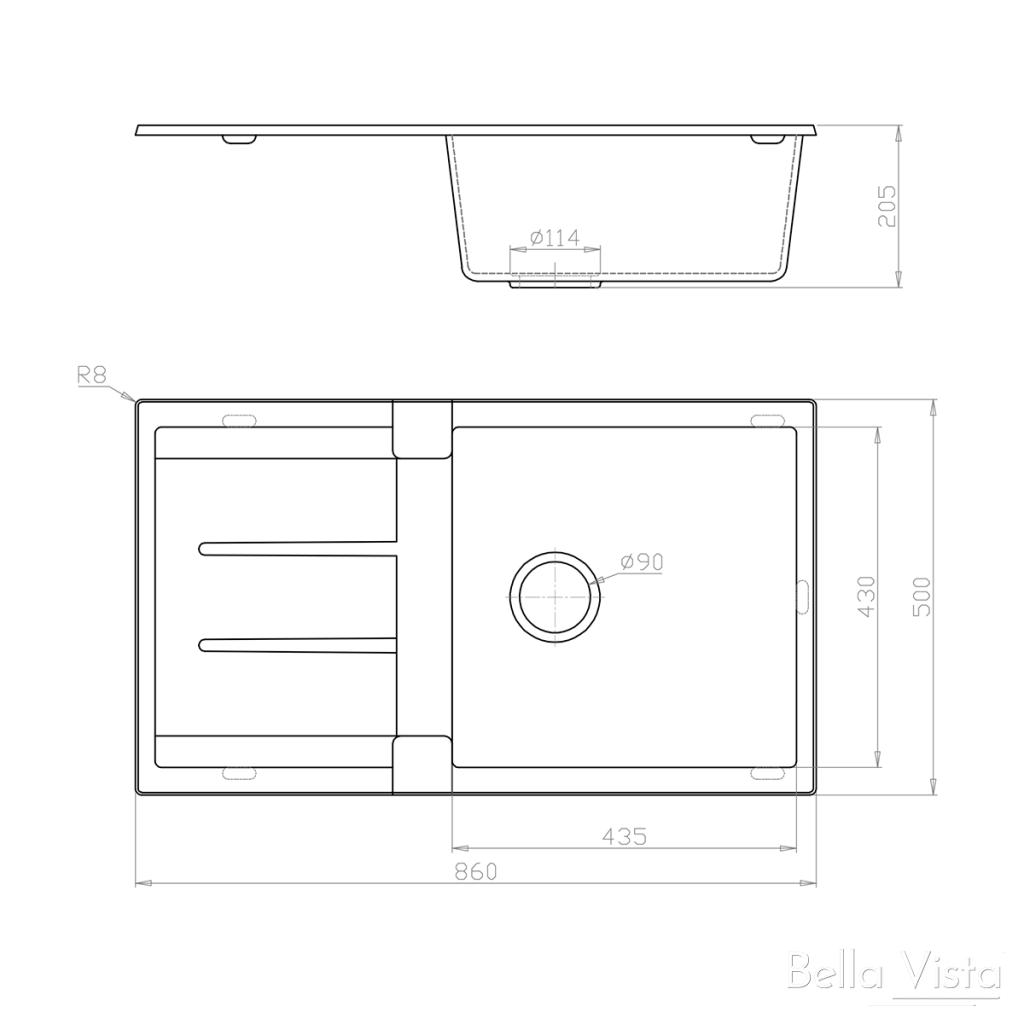 Exclusive Fomos Granite Kitchen Sink - 860 x 500mm, Upgrade Your Kitchen Now!
