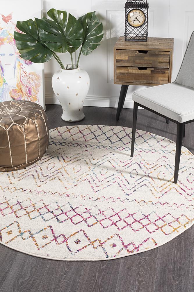 Oasis Nadia Multi - Color Rustic Tribal Round Polypropylene Rug