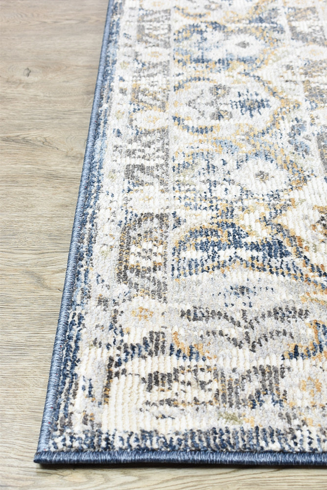 Trendy and Elegant Medina Dark Blue Machine - Made Polypropylene Rug 0318A
