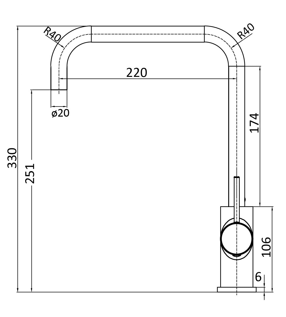 Chrome-finished Hali Square Neck Solid Brass Sink Mixer