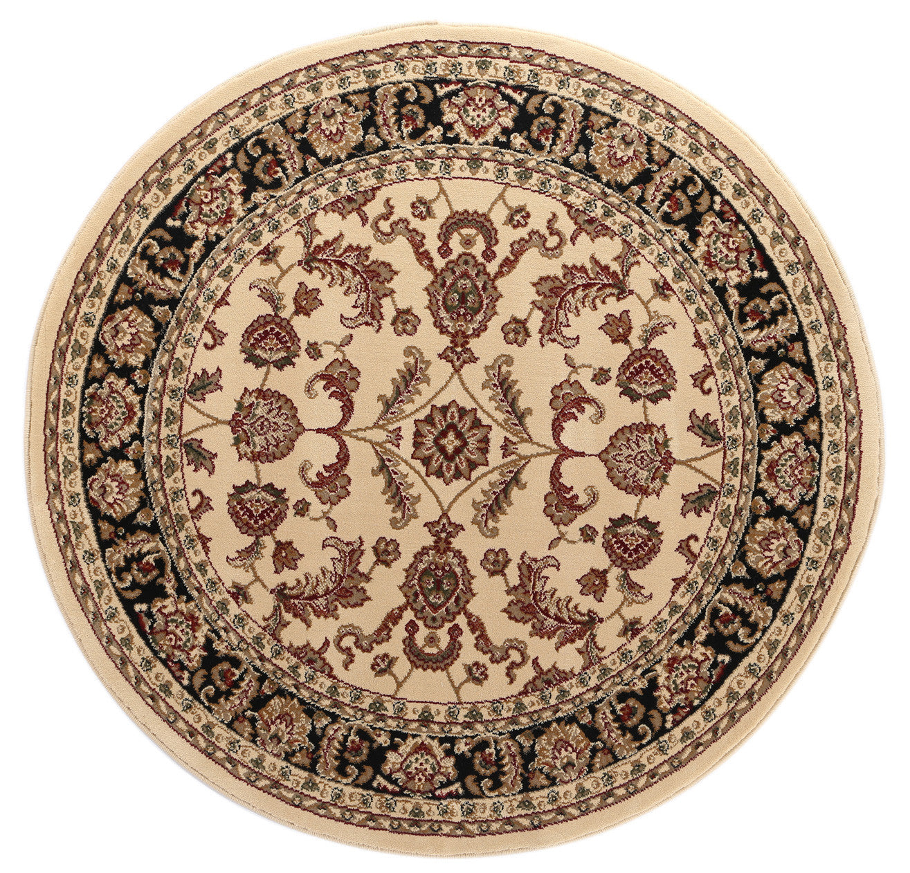 Exquisite Cream and Black Ikat Rug with Traditional Border and Modern Durability