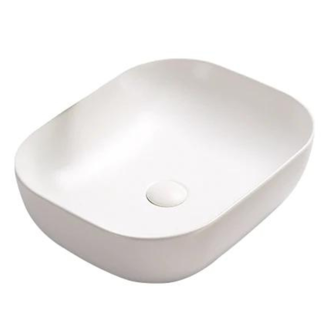 Matte White Ceramic Rectangle Basin (505x405x140) - POSEIDON
