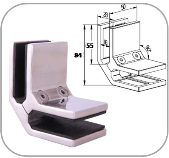 Hot Deal! 90° 50mm Wide Glass to Glass Clamp