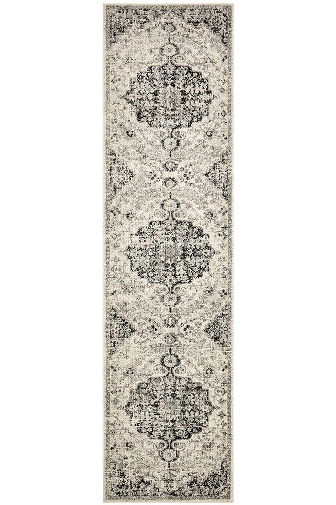 Charcoal Transitional Museum Runner Rug with Artistic Design