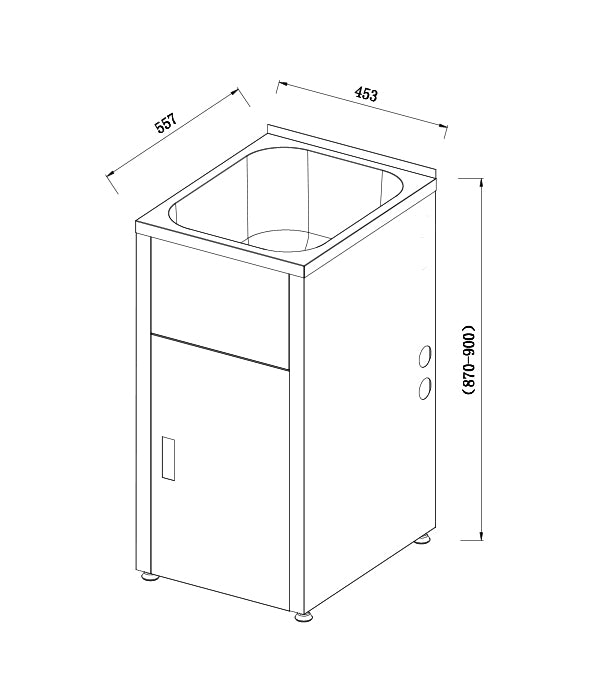 35L Matte Finish Stainless Steel Laundry Tub with Cabinet (455x555x925)