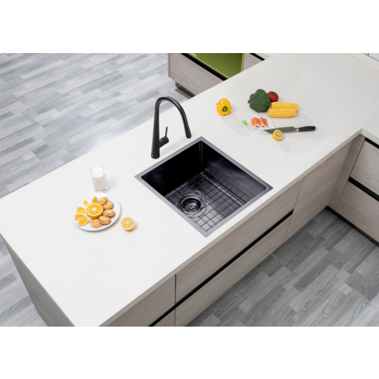Hot Deal! Gun Metal Grey 390x450x215mm 1.2mm Stainless Steel Sink Set