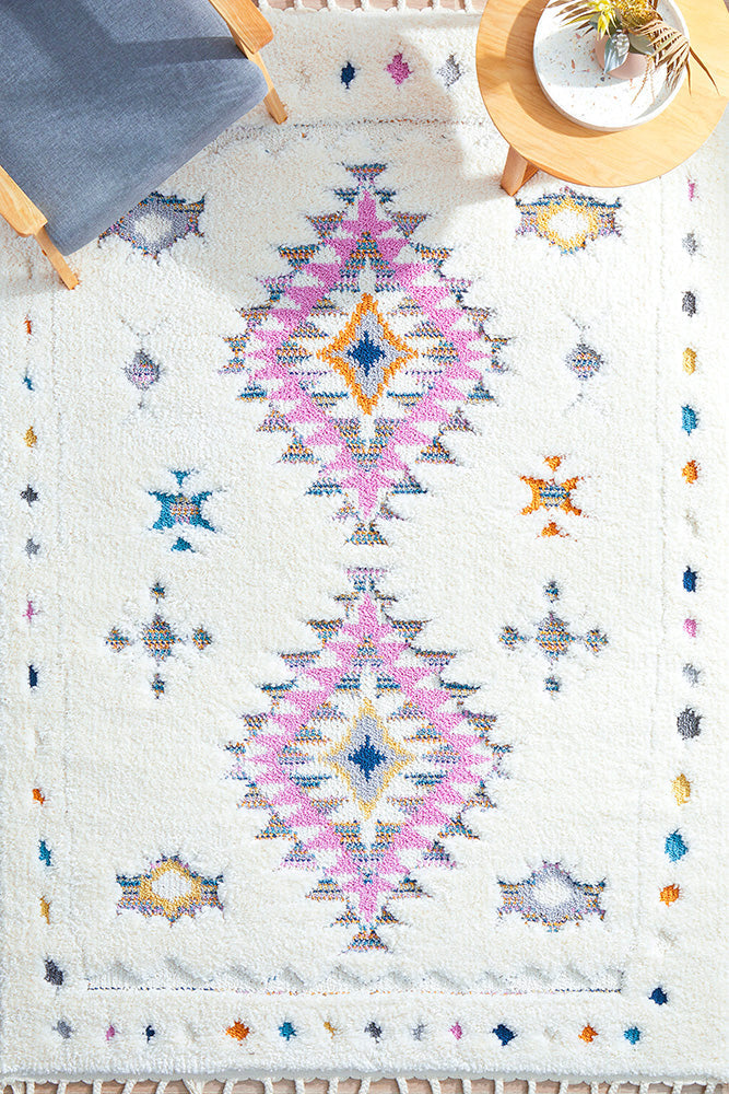 Stunning Amsterdam Layla Multi Rug with Nomadic Motif and Colorful Tassels