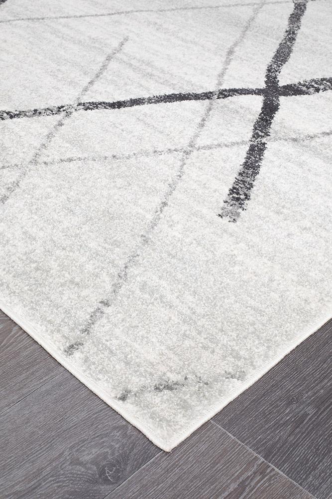 Hot Deal! Contemporary Oasis Noah Runner Rug in White and Grey Tones