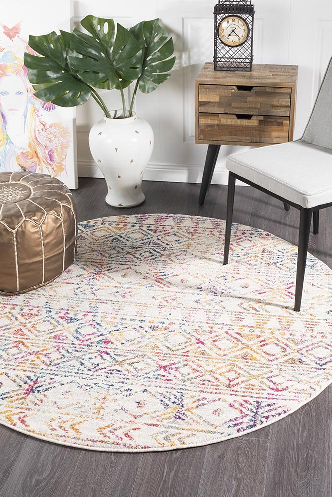 Hot Sale! Oasis Ismail Multi Grey Bohemian Tribal Round Rug for Various Decor Themes