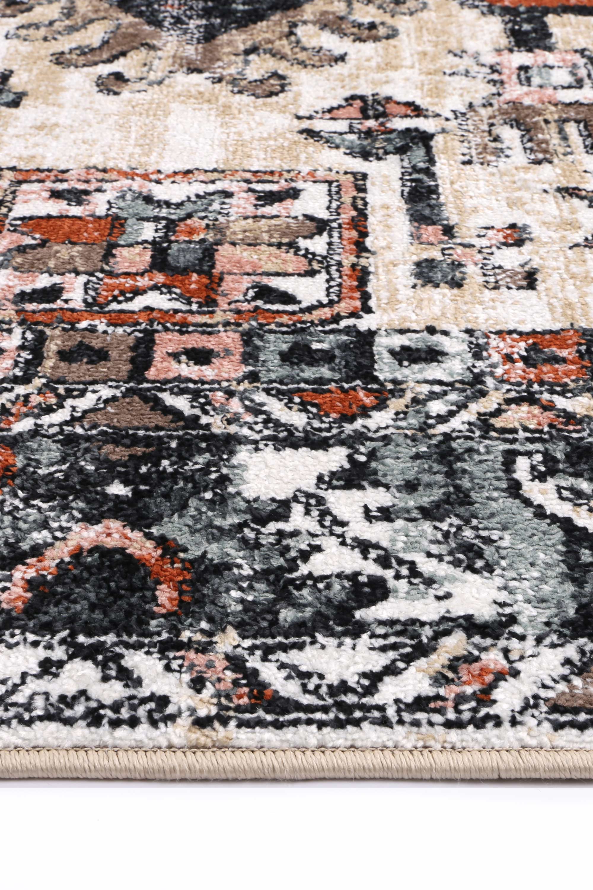 Anatolia Traditional Black and Cream High - Grade Polypropylene Rug
