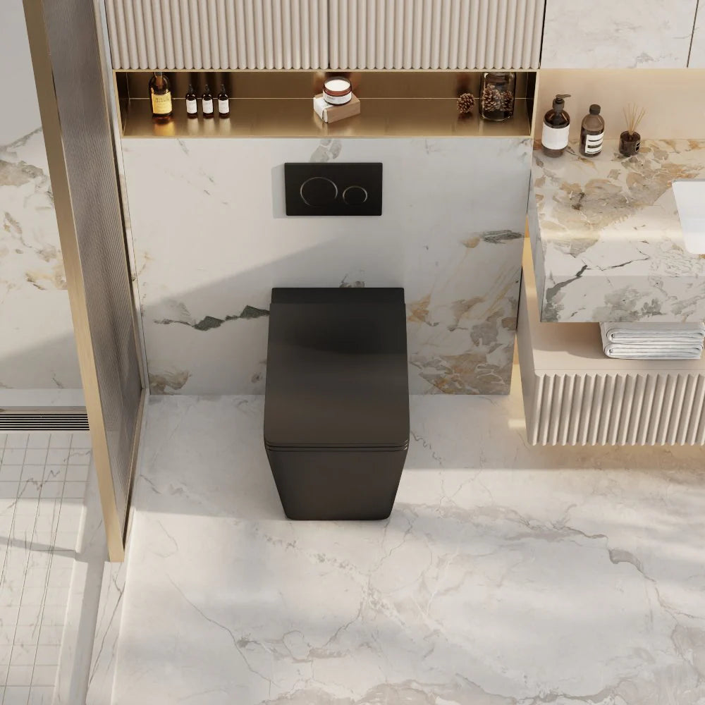 Enox99 Matte Black Rimless Wall - Faced Floor - To - Ceiling Toilet Pan