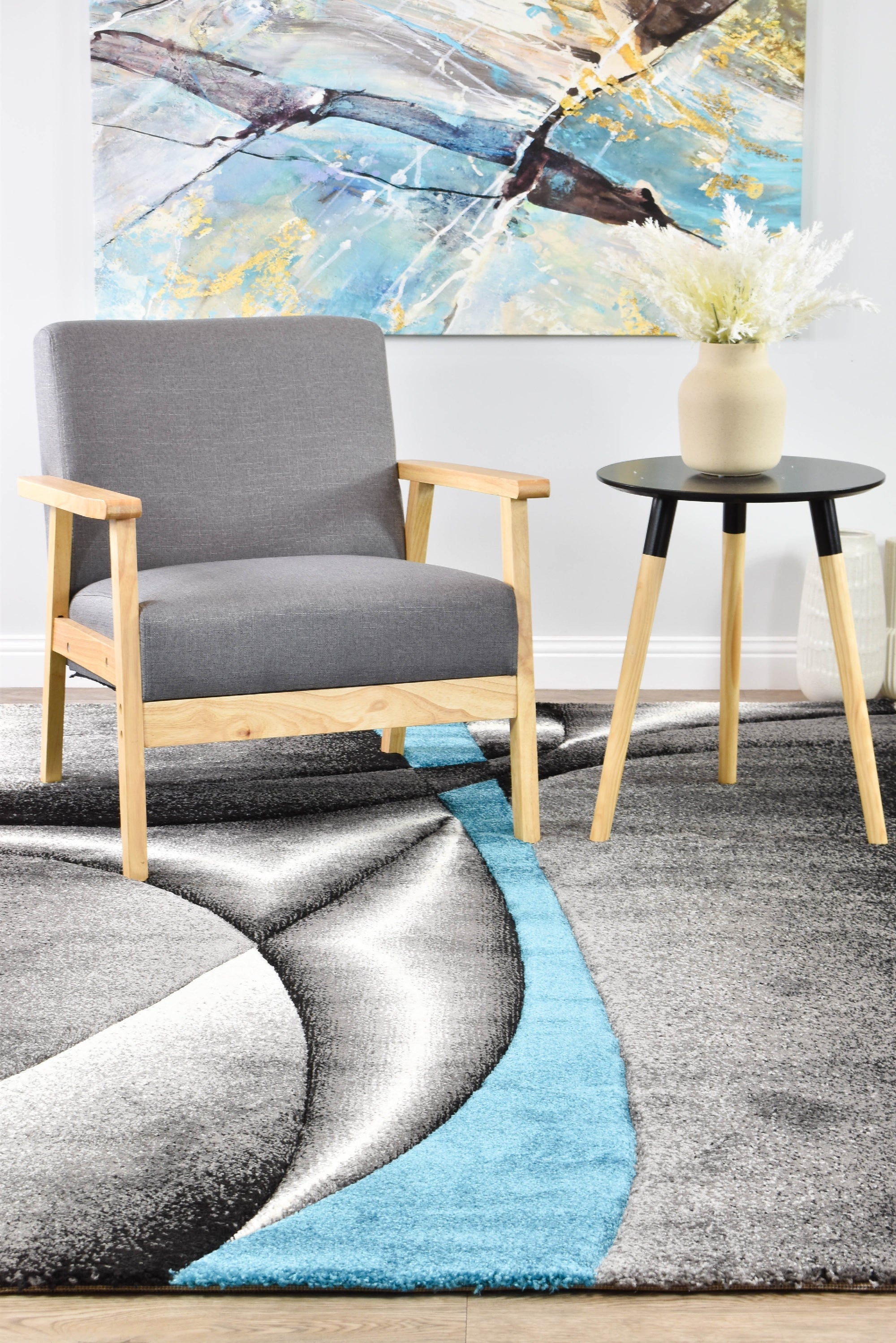 Exclusive Offer: Novus 56A Machine - Made Polypropylene Rug in Grey Turquoise