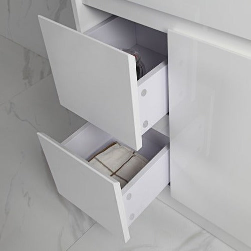MAYA Free-Standing Slim Vanity in Glossy White, 750/900 Sizes